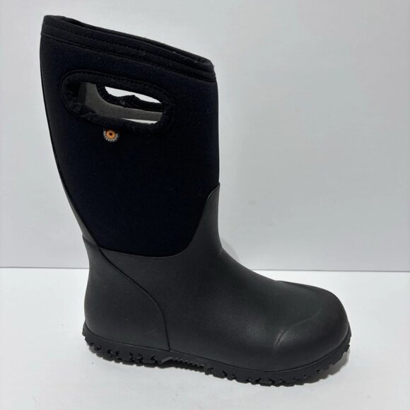 Bogs Big Kids’ York Solid Black Waterproof Rain Boots, Boys’ Size 3 M - Picture 1 of 6